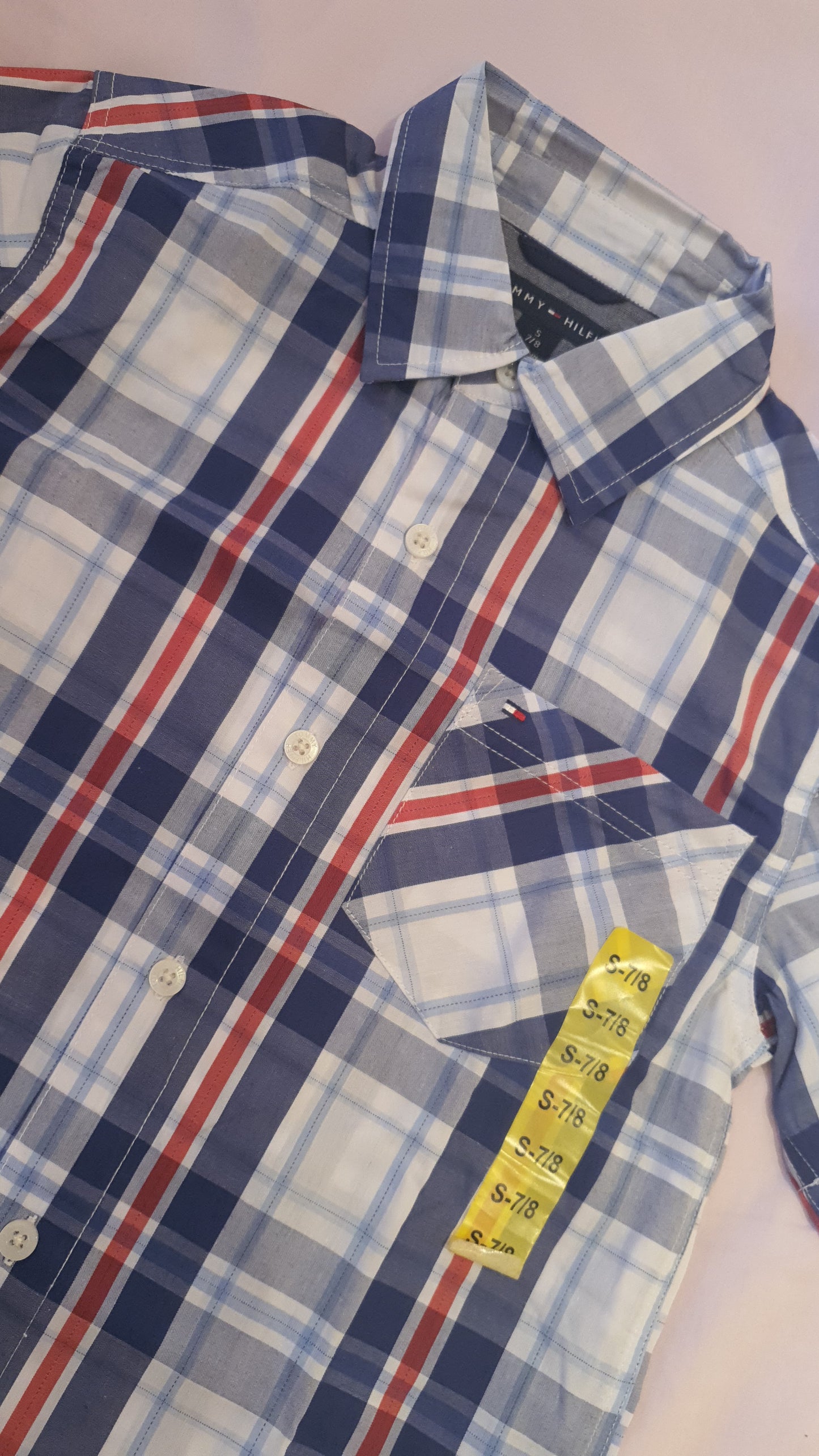 Original Tommy Hilfiger plaid woven Summer shirt for boys