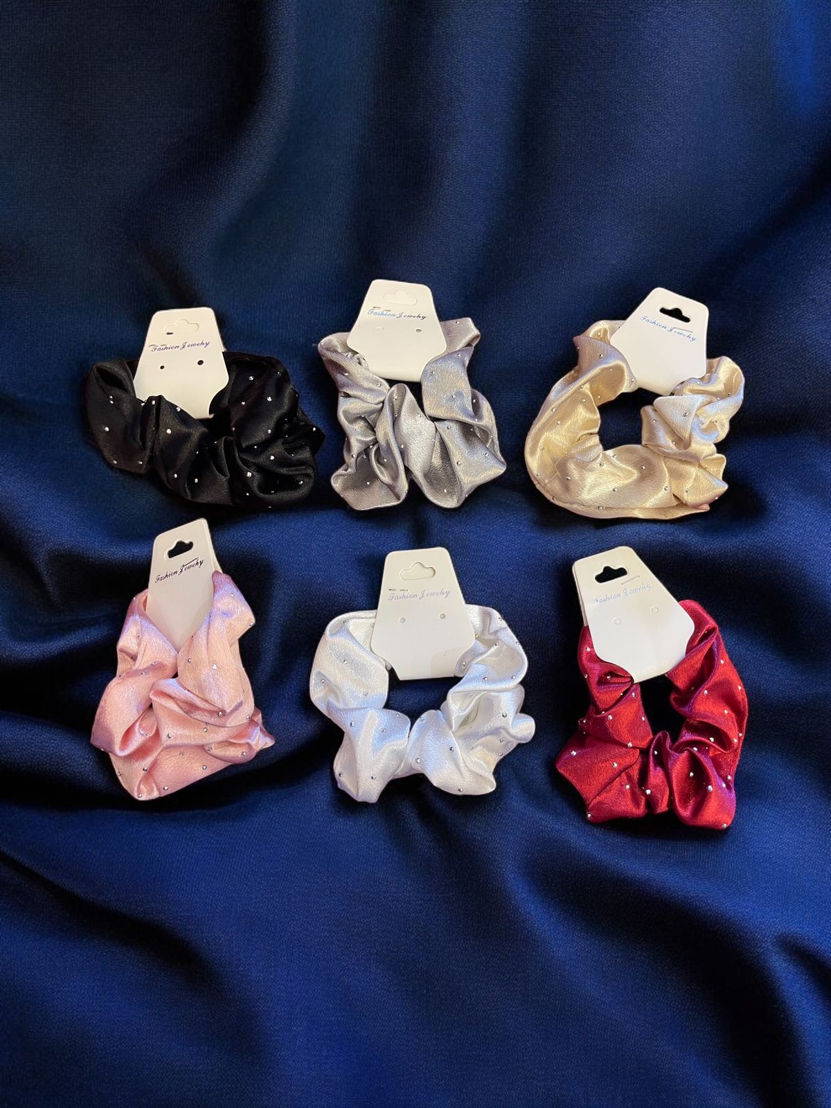 Metallic hair scrunchies for woman Advertise