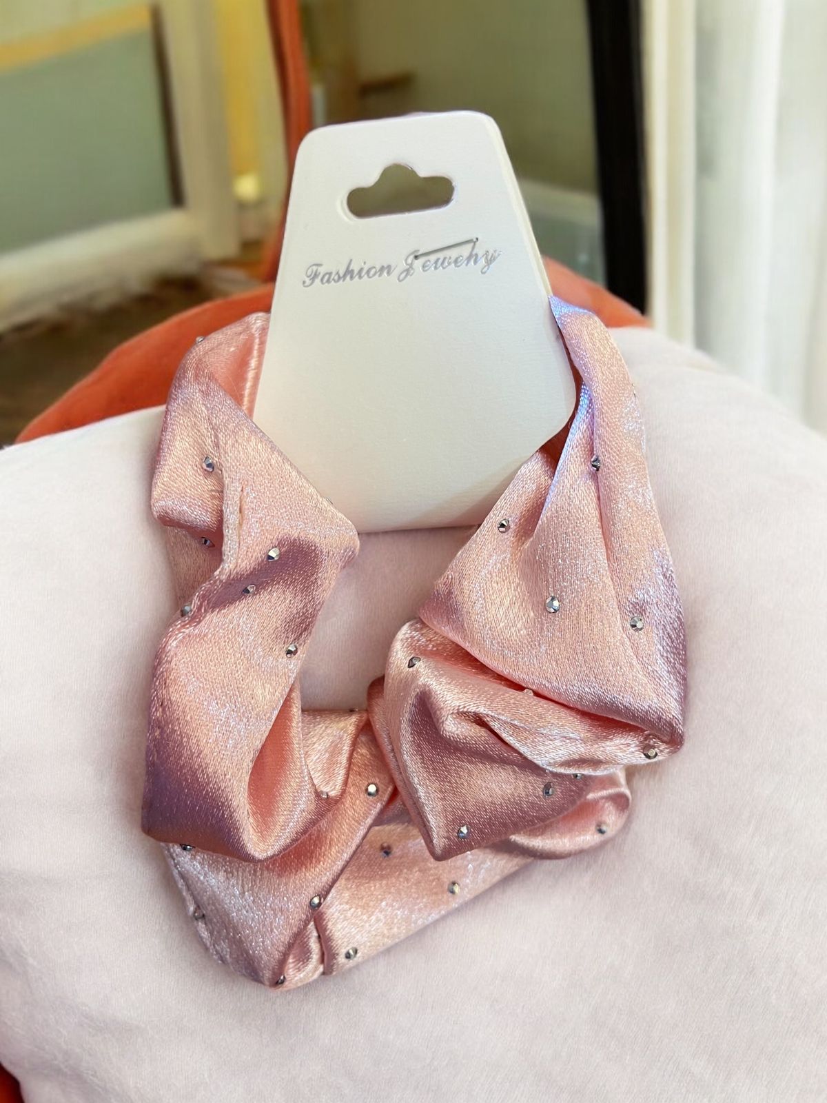Metallic hair scrunchies for woman Advertise