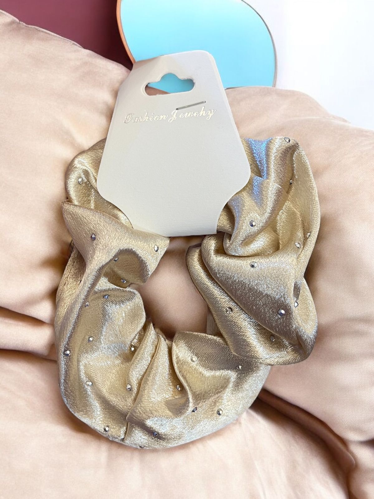 Metallic hair scrunchies for woman Advertise