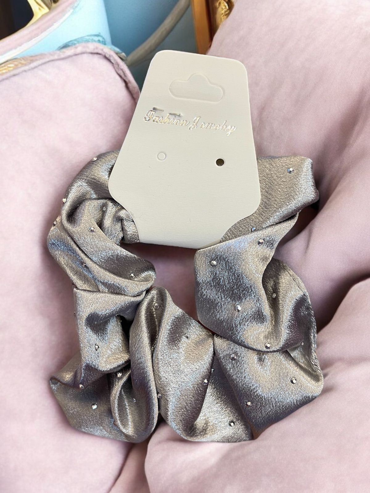 Metallic hair scrunchies for woman Advertise