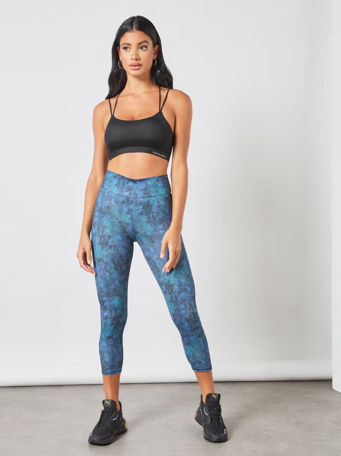 Women's High Rise Sports Training Workout Stretch Leggings With Elastic Waist and All Over Print Multicolour
