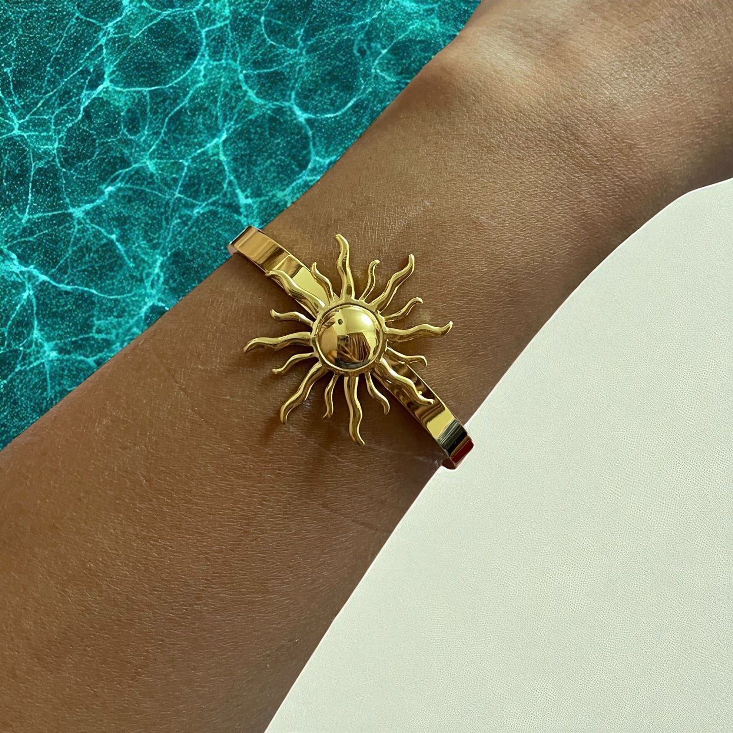 1Pc Summer Vacation Sun Beach Stainless Steel Cuff Bangle Bracelet For Women
