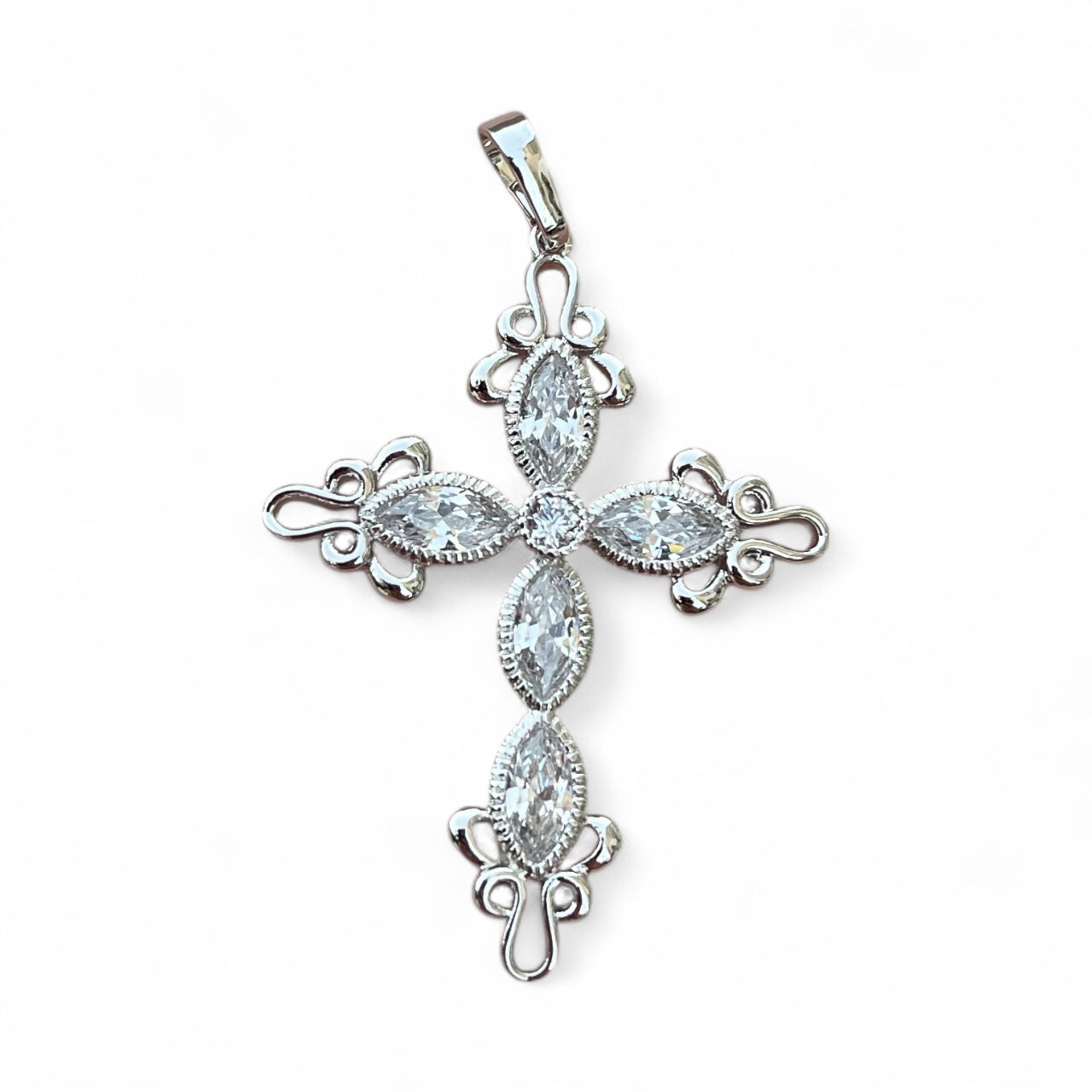Crystal Big Cross Pendant for Necklace Copper Gold Plated Jewelry