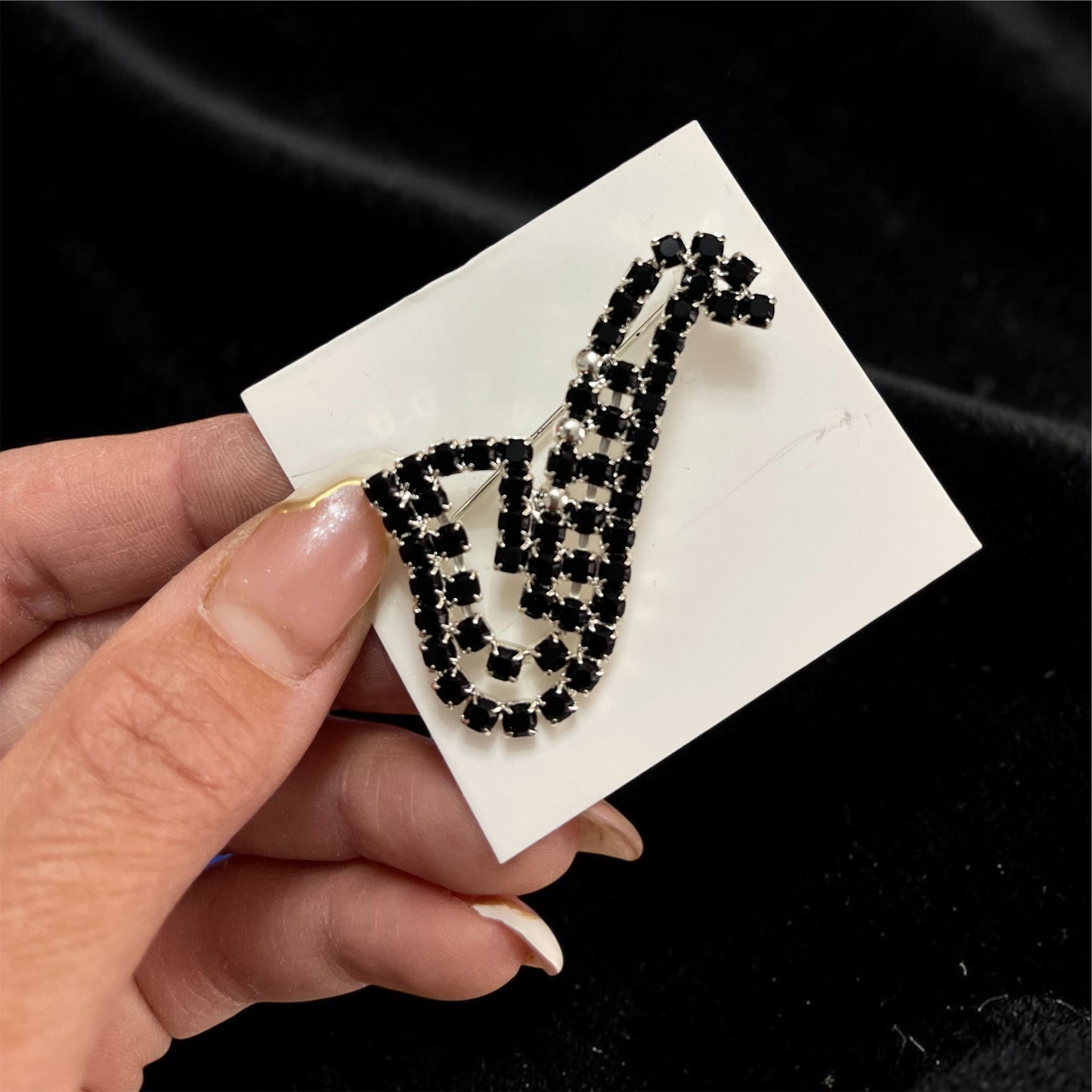 Elegant Black Rhinestone Initial Brooch – Statement Letter Pin