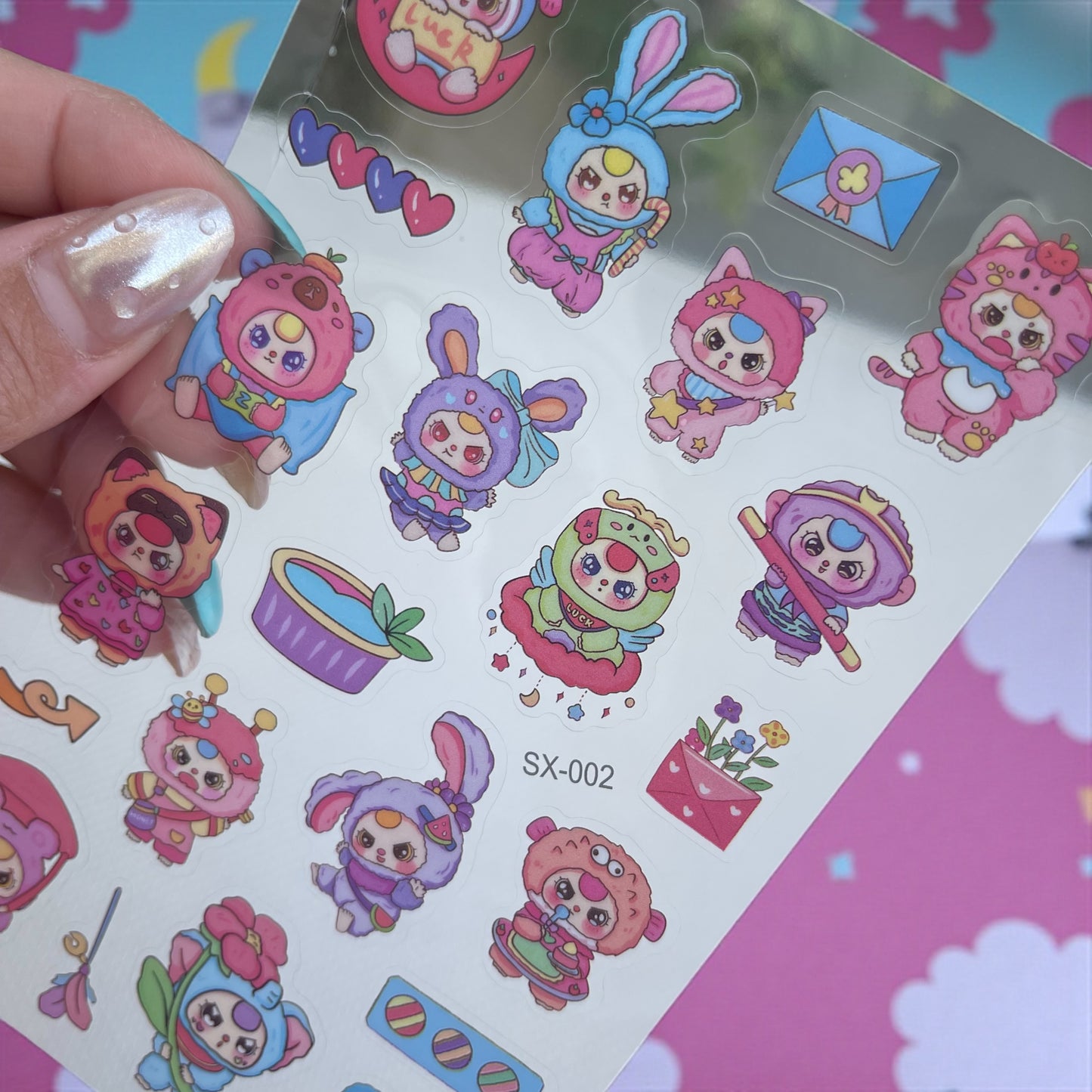 1Sheet Transparent Stickers Baby Three Stitch Saniro Adorable Design 10x15 Cm