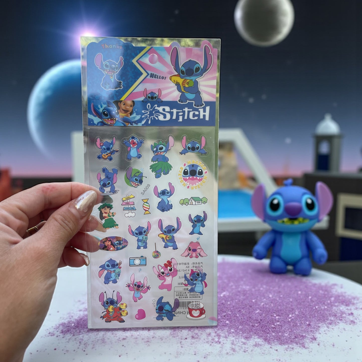 1Sheet Transparent Stickers Baby Three Stitch Saniro Adorable Design 10x15 Cm