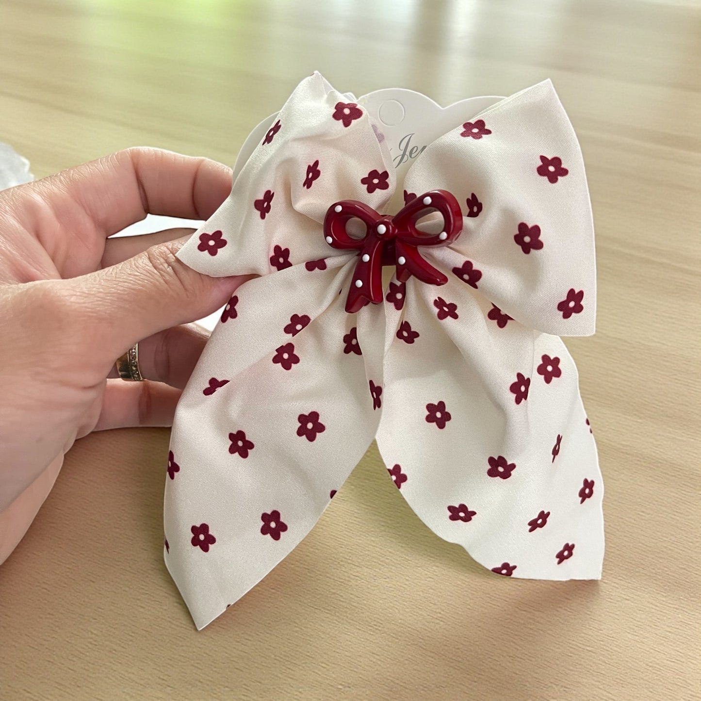 Elegant Burgundy Print Hair Bow Set š (4 Designs)