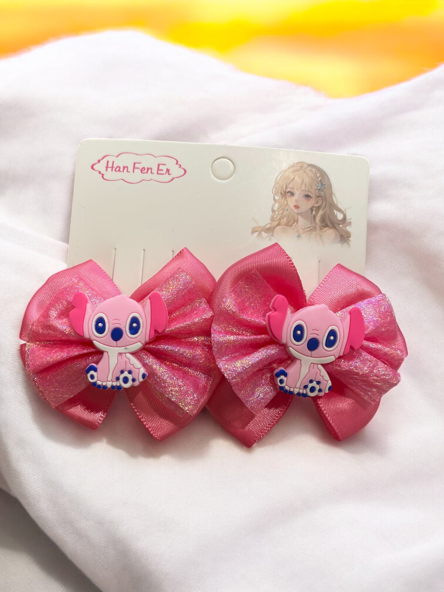 2pcs Stitch Half Pack Fabric Bow Hair Clip Cute Cartoon Clip Hair Accessories Shattered Hair Clip Advertise