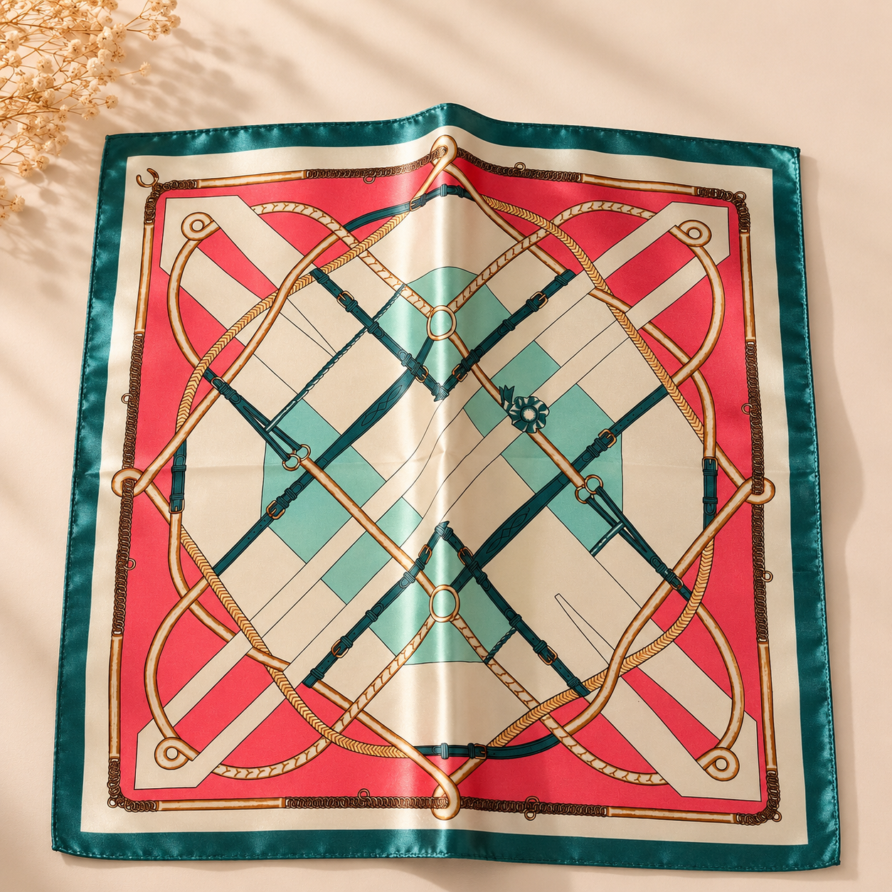Luxury Satin Printed Scarf – 50×50 cm