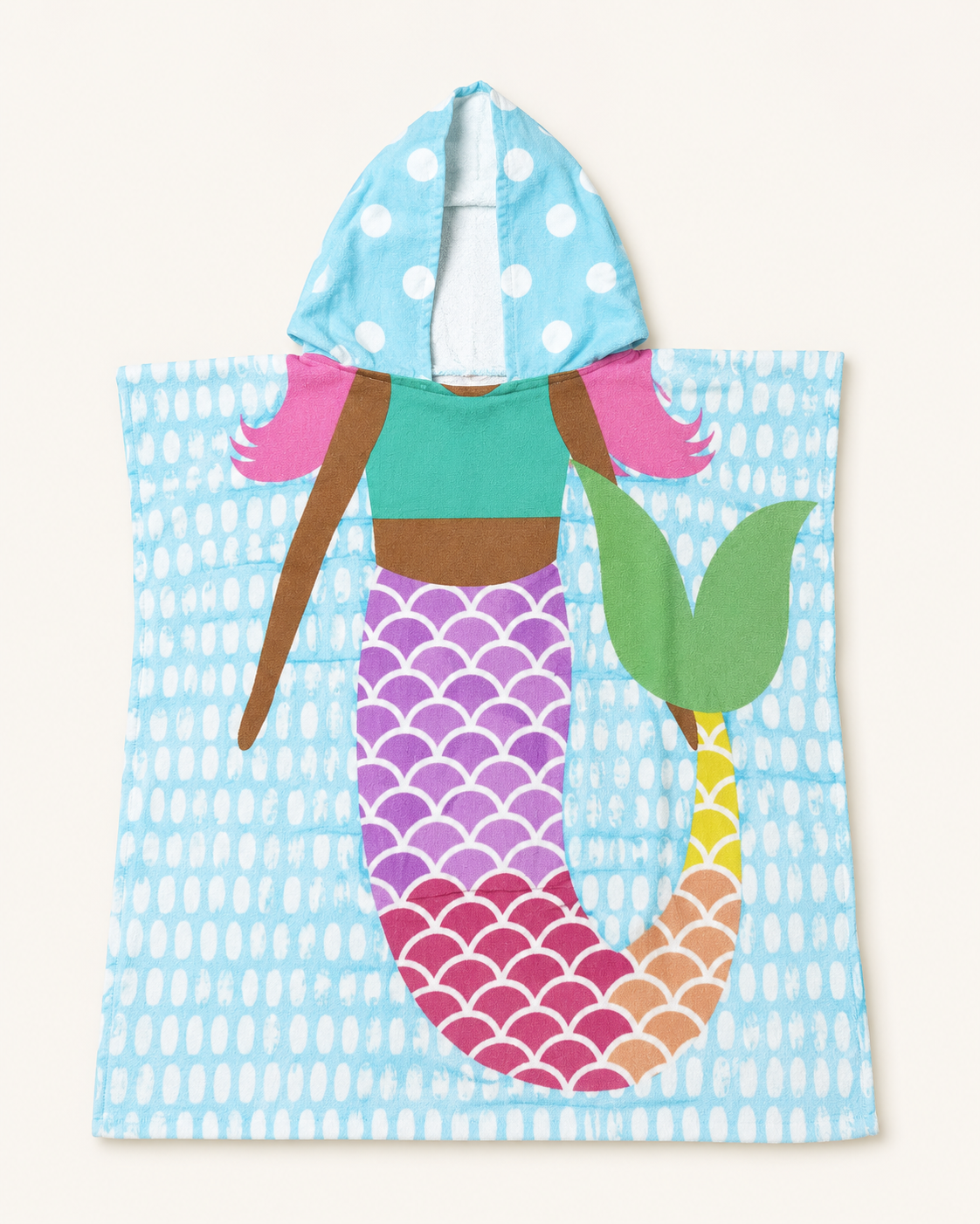 Girls Kids Hooded Beach Poncho Towel - Free Size