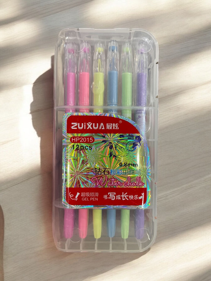 12 Pastel Candy Colors Coloring Gel Pens; Adult Coloring Books, Drawing, Bible Study, Planner, Scrapbooking, Diary; Kawaii Cute Gel Pens
