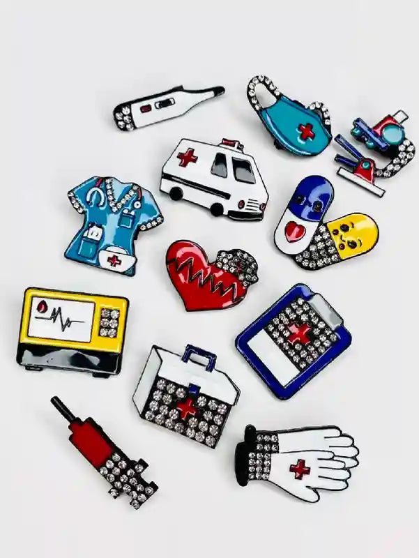 12-Piece Healthcare & Medical Themed Brooch Set