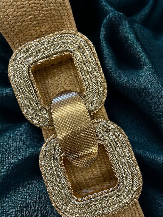 1pc Women Symmetrical Buckle Boho Woven Belt For Dress Decoration