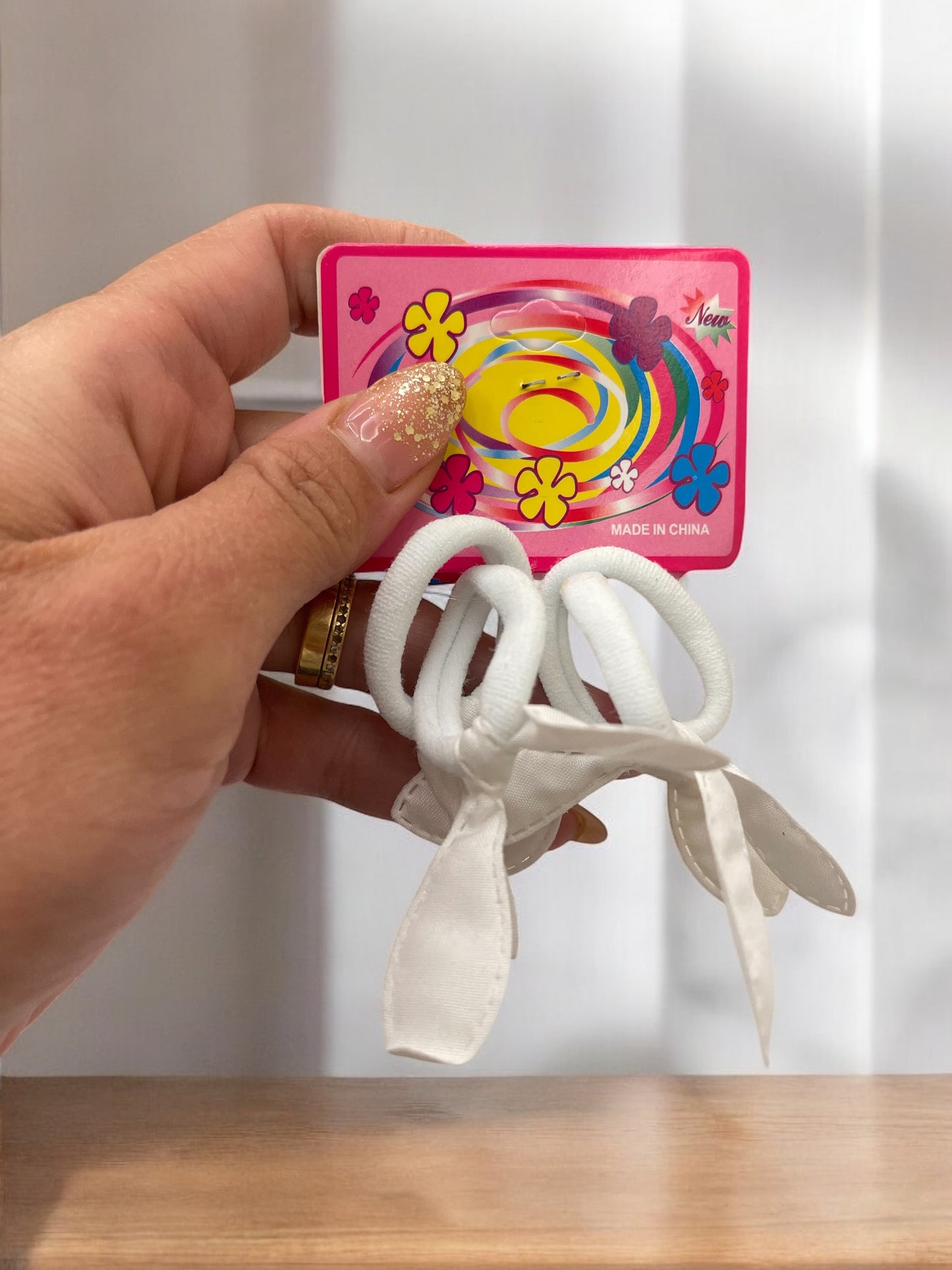 4PCs White Bow Knot Hair Tie
