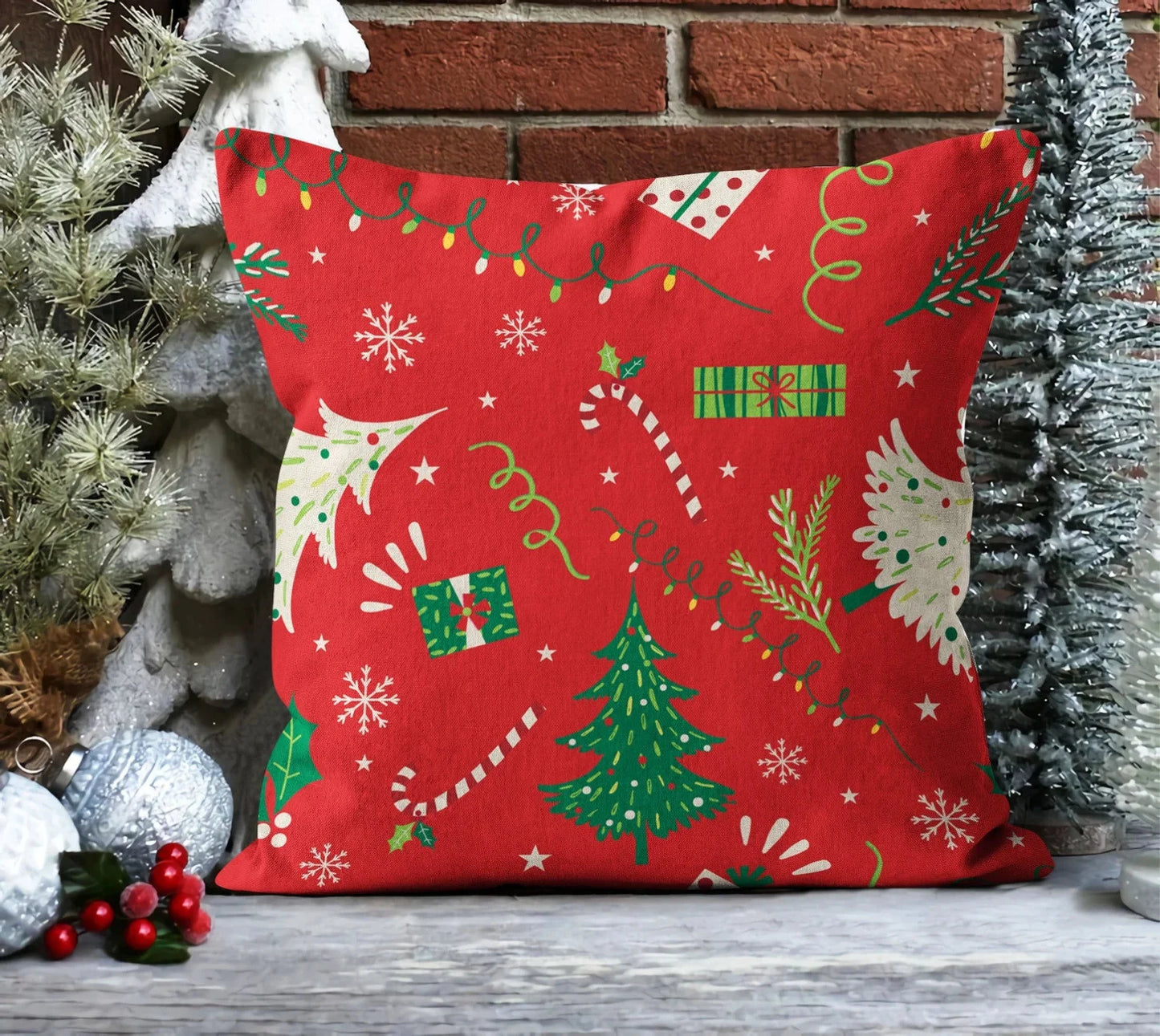 1Pcs Christmas Themed Velvet Cushion Cover Decorative Sofa Home Cars Throw Decor Pillowcover