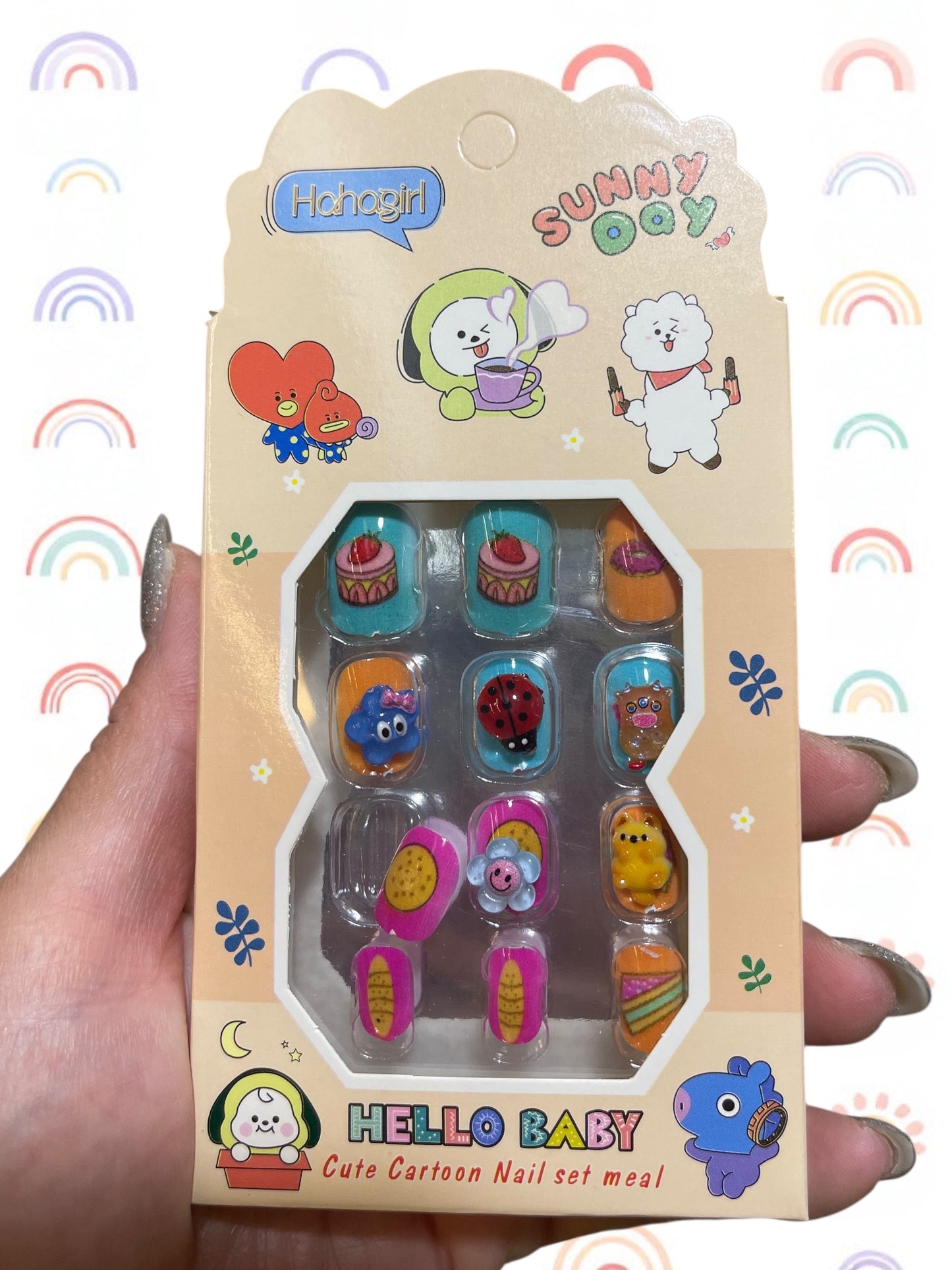 Sanrio 3D Wearable Fake Nails Kawaii Fashion Removable Fake Nail Cute Cartoon Nail Patch Handmade Exquisite Accessories For Kids