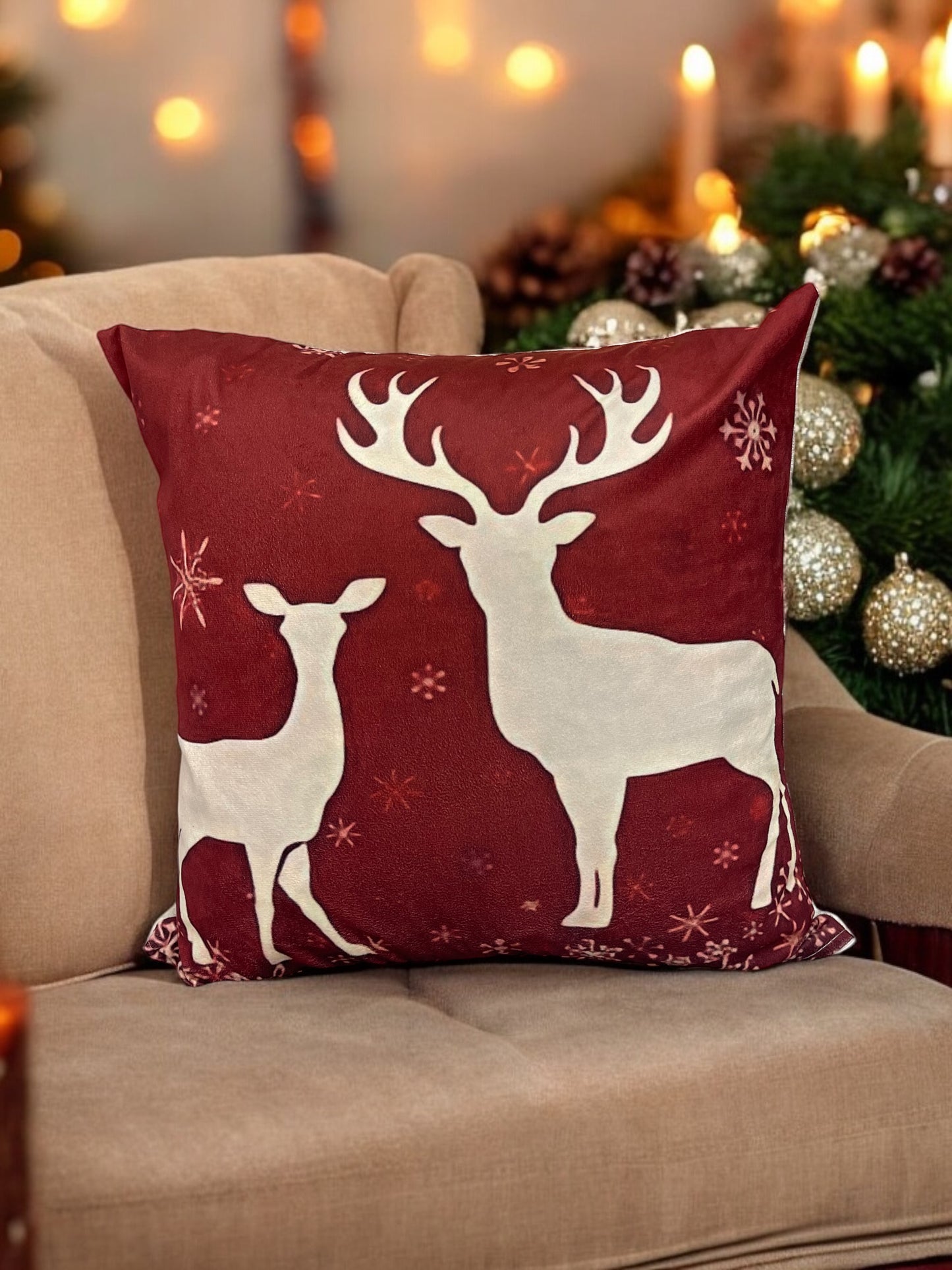 1Pcs Christmas Themed Velvet Cushion Cover Decorative Sofa Home Cars Throw Decor Pillowcover