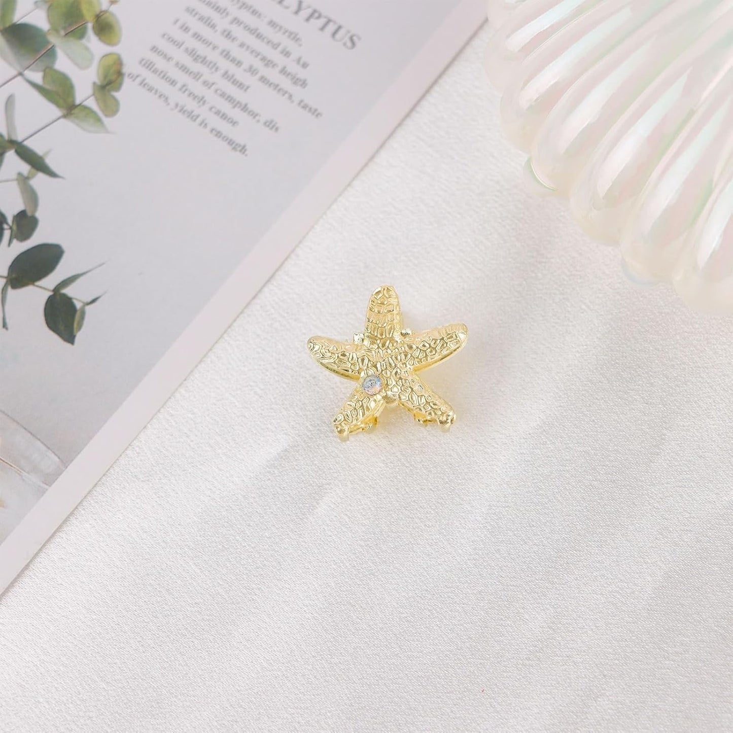 2Pcs Creative Mini trending Starfish Shell Hair Claw New Fashion Gold Metal Shark Clip for Women Hair Accessories
