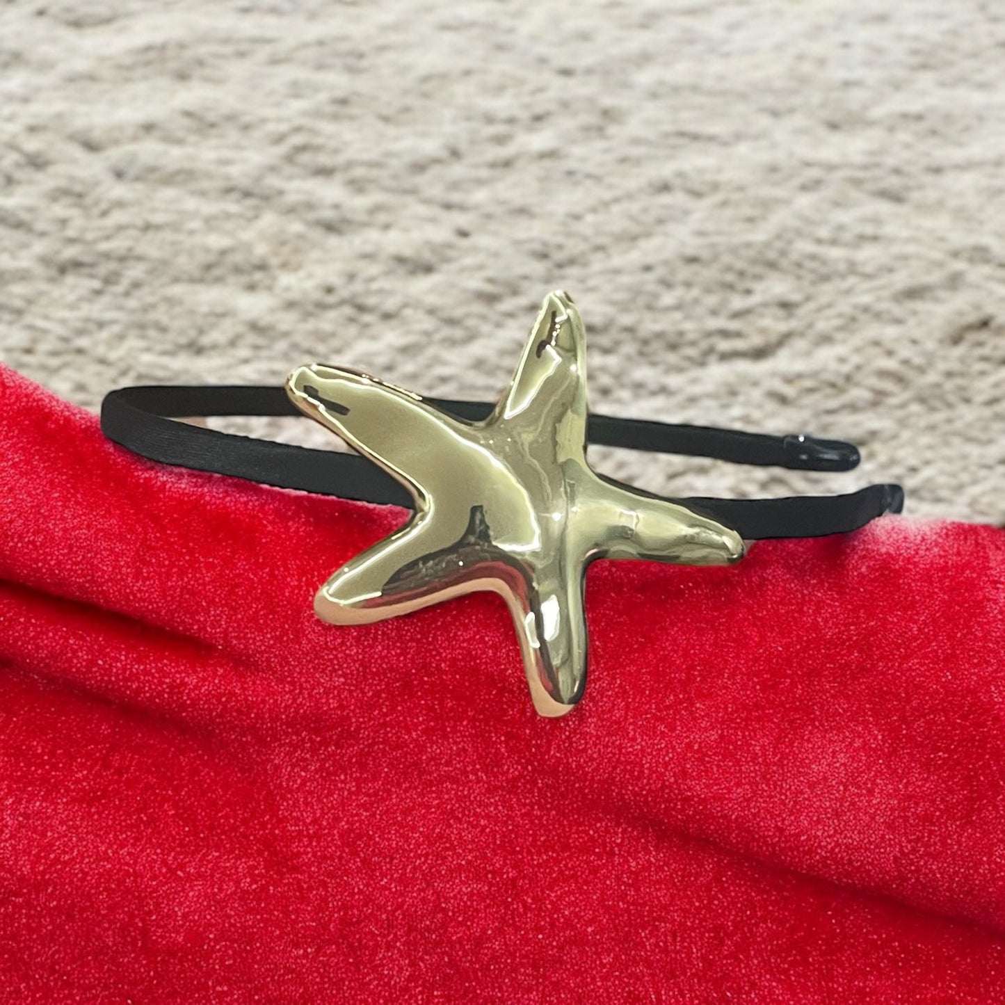 1Pc Elegant Gold Metallic Geometric Headband Glossy trending Starfish Luxury Style headband For Women, Simple And Chic headband Accessory, Hair Accessories For Women And Girls, Suitable For Everyday Wear