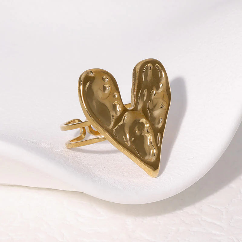 Uworld Ocean Vacation Style 18k Gold Color Plated Stainless Steel Sea Star Conch Shell Ring Waterproof Stackable Ring Women's Ac