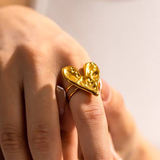 Uworld Ocean Vacation Style 18k Gold Color Plated Stainless Steel Sea Star Conch Shell Ring Waterproof Stackable Ring Women's Ac
