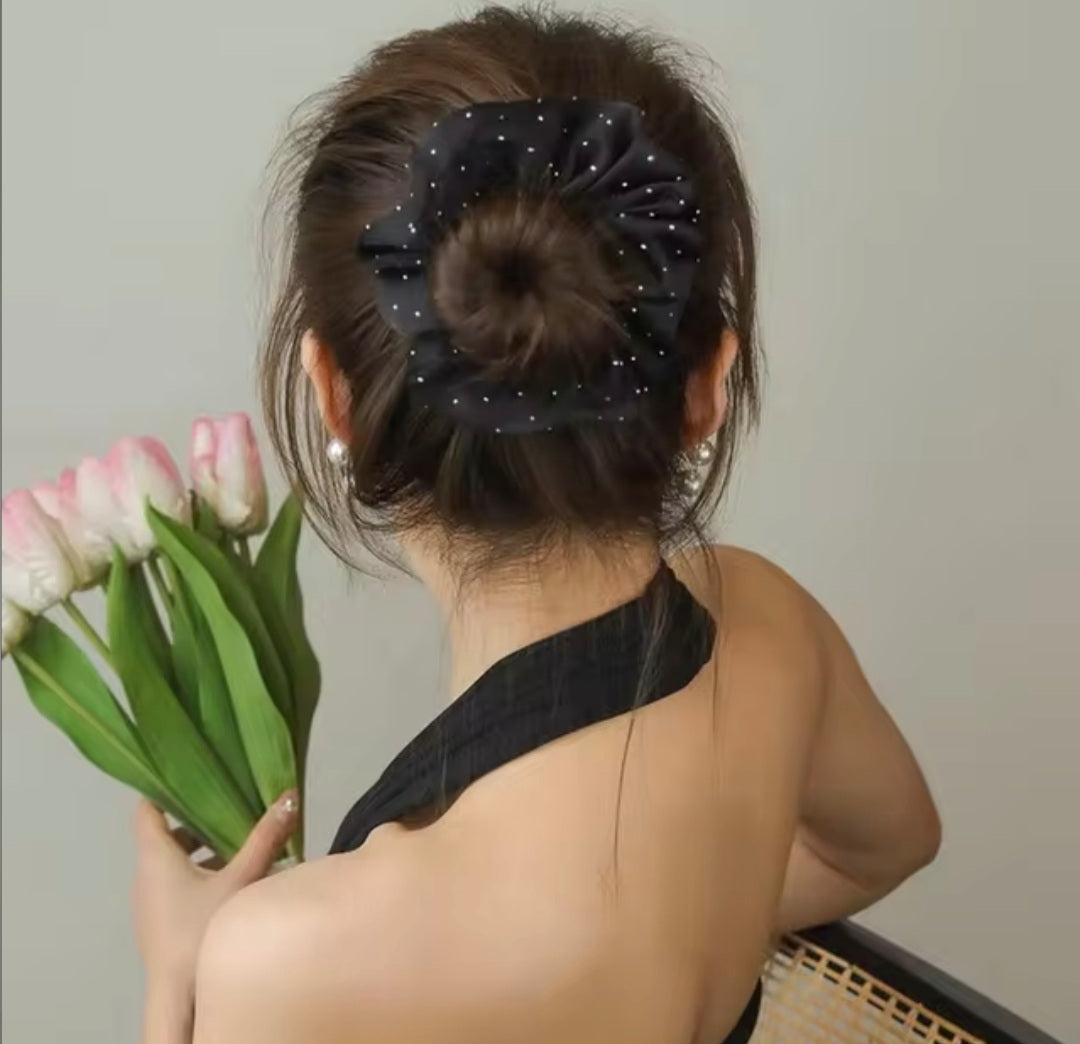 Metallic hair scrunchies for woman Advertise