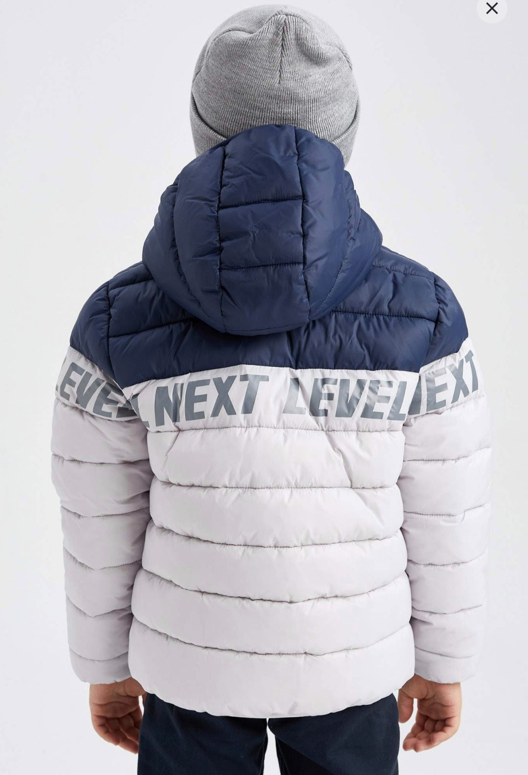 Defacto Navy boys hooded fleece lined puffer jacket
