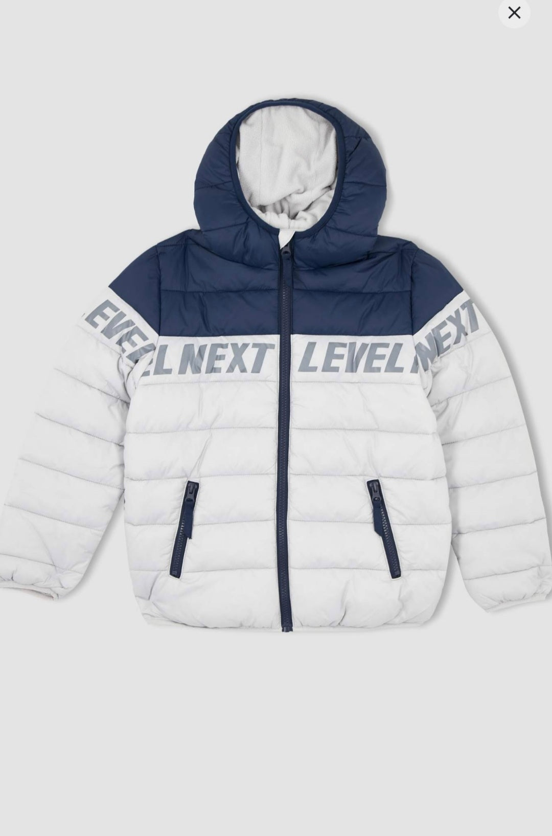 Defacto Navy boys hooded fleece lined puffer jacket