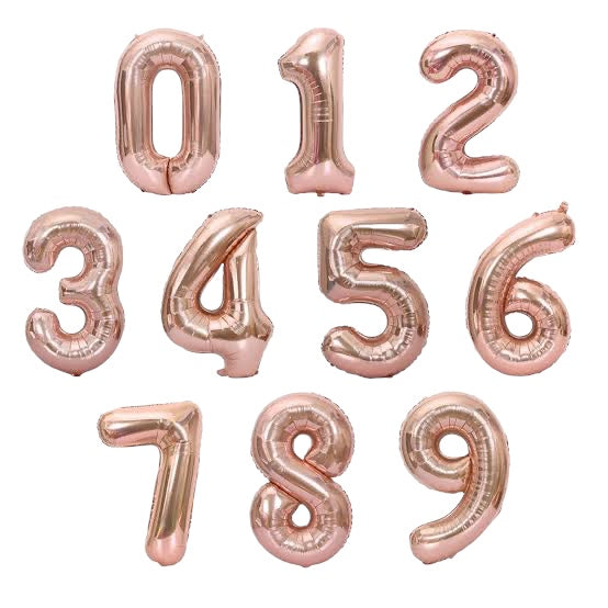 Rose Gold Numbers Foil Ballon LQ
