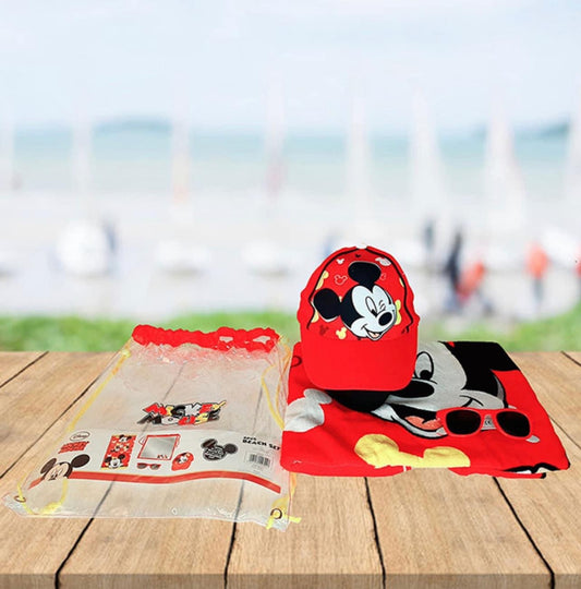 4-Piece Mickey Print  Beach Set Red