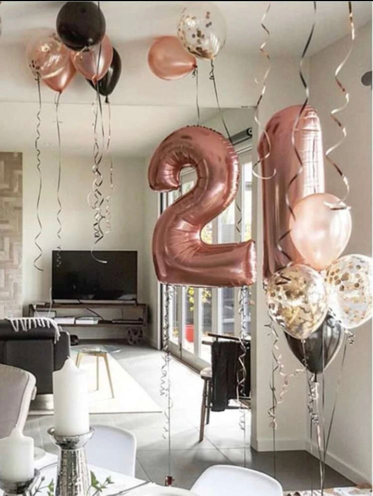 Rose Gold Numbers Foil Ballon LQ