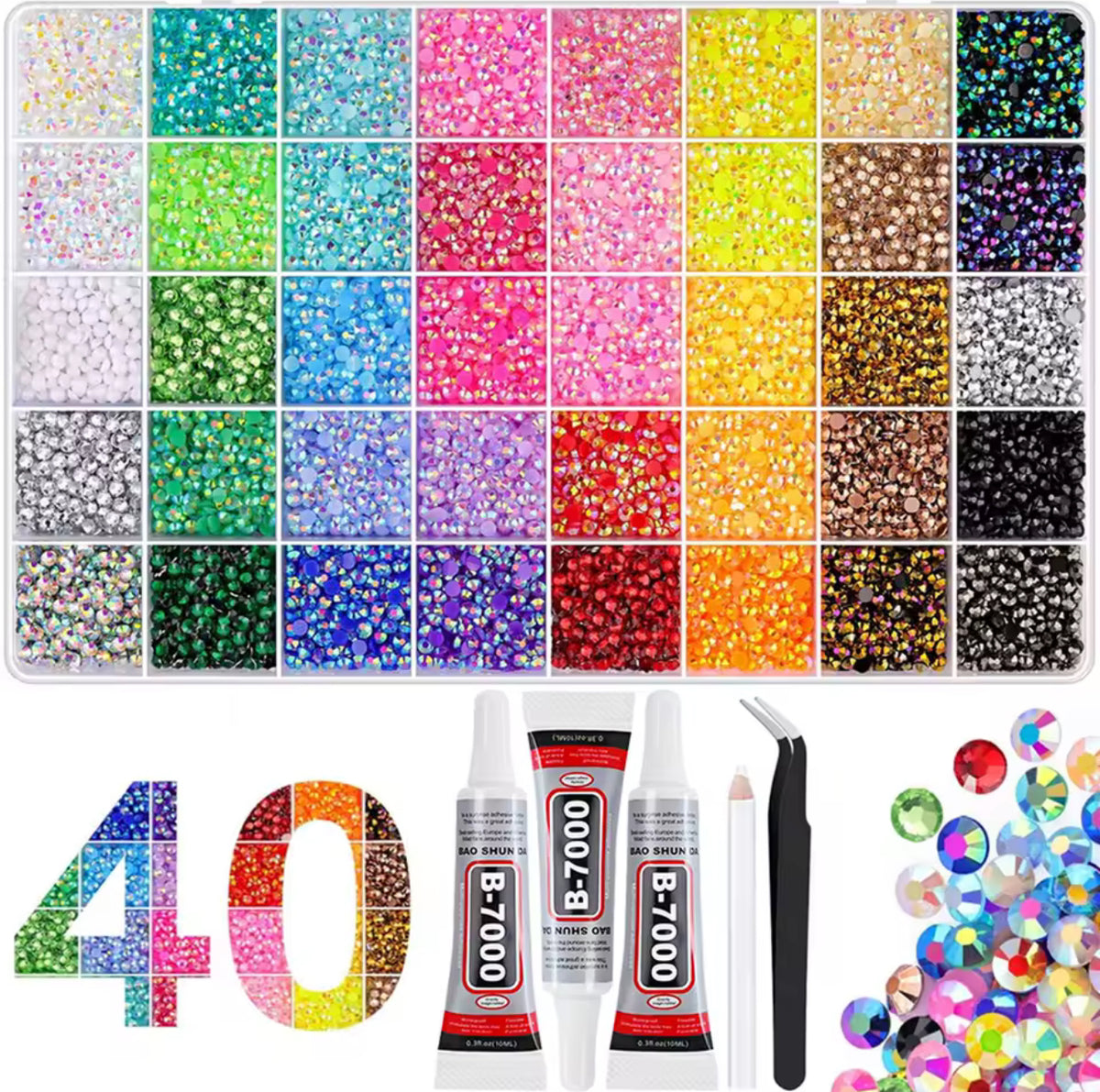 Bling Deco Lab Rhinestones & Crystals Set - 15,25,40 Colors with Precision Tools