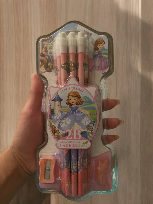 12PCs 2B Pencils With Eraser & Sharpner