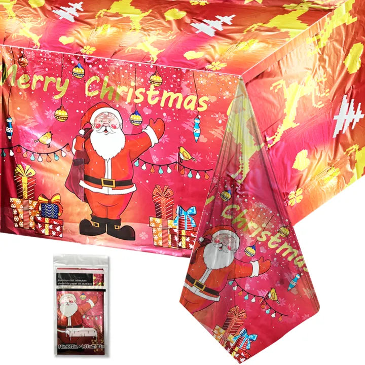 Tablecloth Waterproof For Christmas Party Backdrop Decorations Ornaments Disposable Aluminum Foil Table rectangle cover 1.37m*1.83m