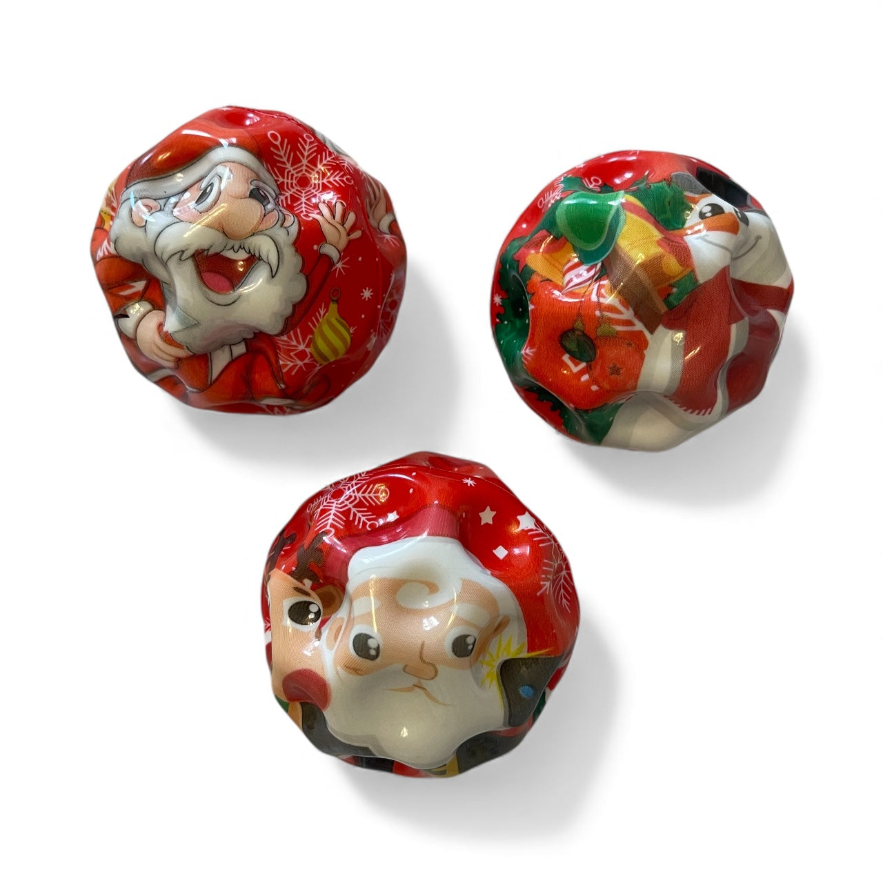 Christmas Squishy Stress Balls – Santa & Snowman Designs (Rubber Material) – 1pc