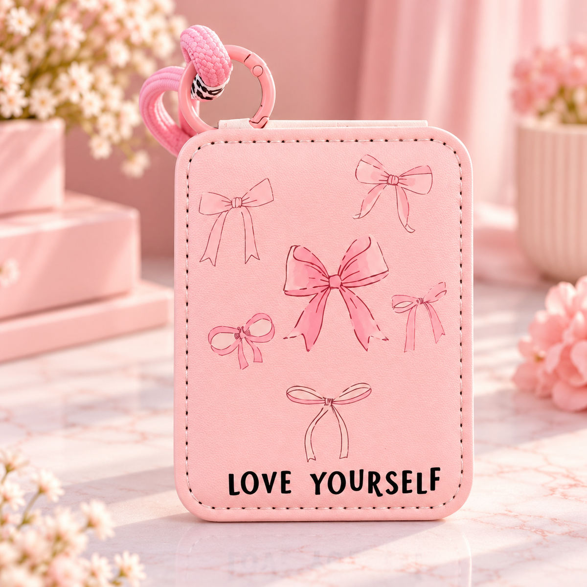 Cute Bow & Butterfly Mini Pocket Mirror Keychain – Pink & Blue Designs
