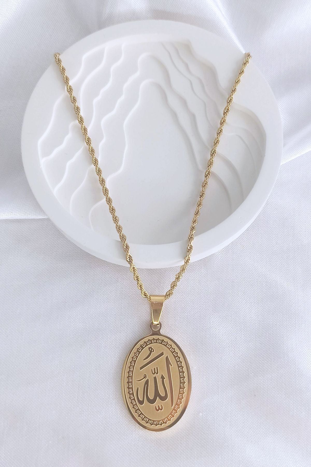 Islamic Jewelry for Women Men Muslim Pendant Gold Allah Arabic Necklaces Ayatul Kursi Necklace Islam Eid Ramadan gift