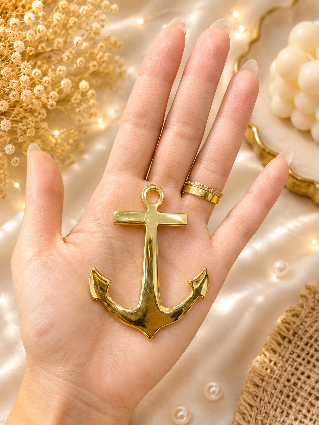 Gold Anchor Brooch – Elegant Nautical Statement