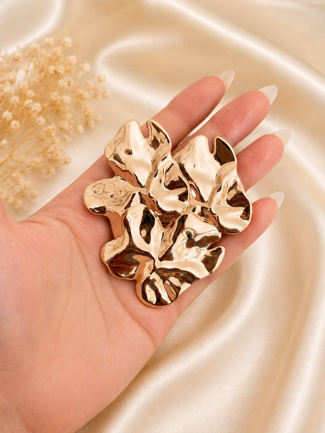Gold Abstract Leaf Statement Brooch