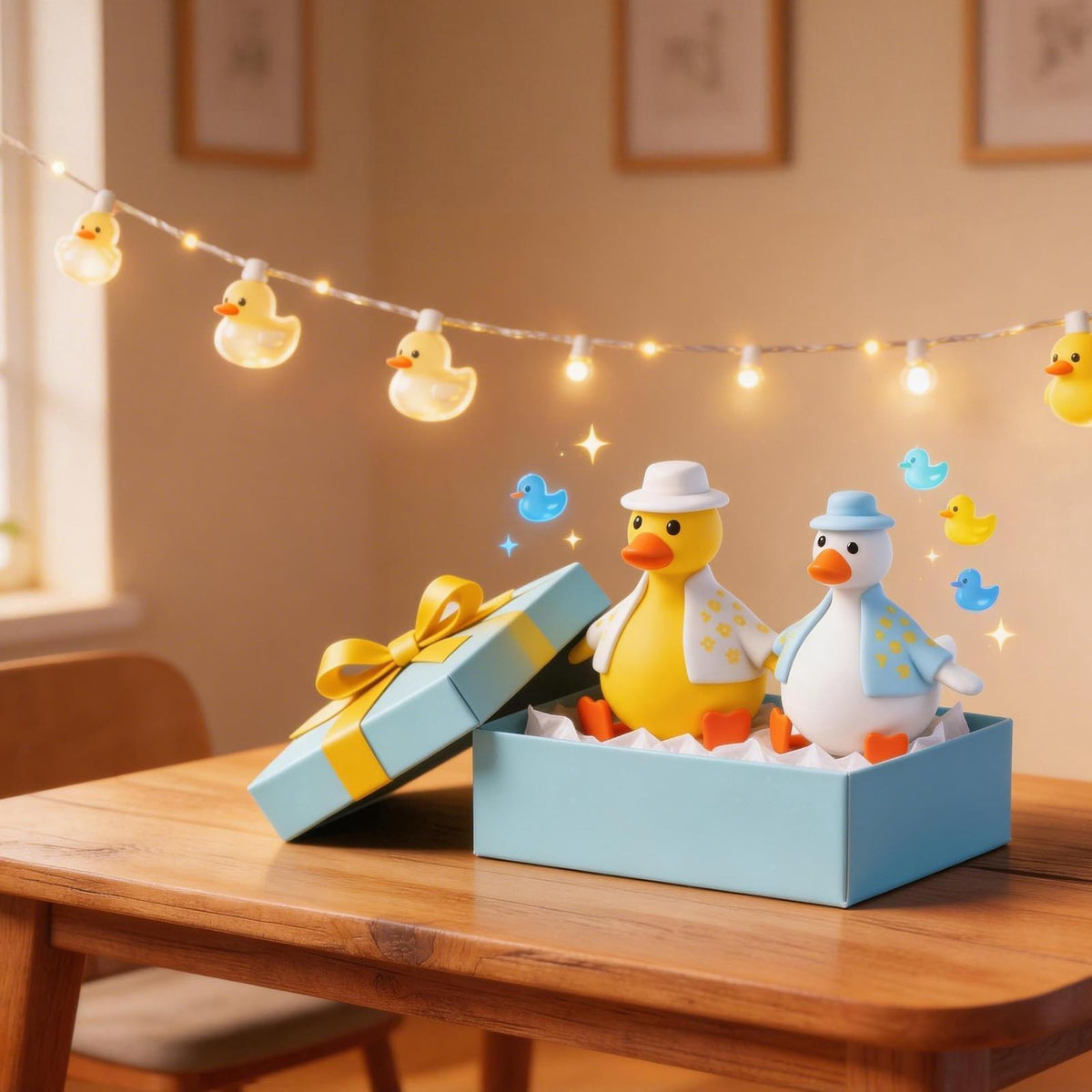 Squeezeable Duck Stress Relief Toy – Cute Duck with Hat & Floral Shirt