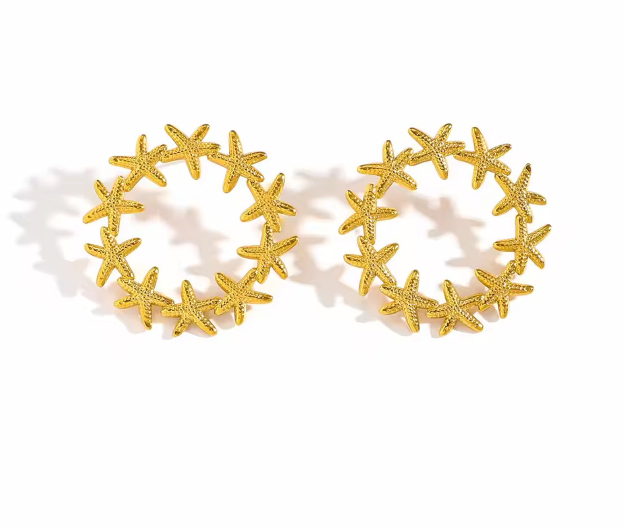 Stainless Steel Starfish Earrings for Women Beach Vacation 18K YELLOW GOLD Vacuum Electroplating