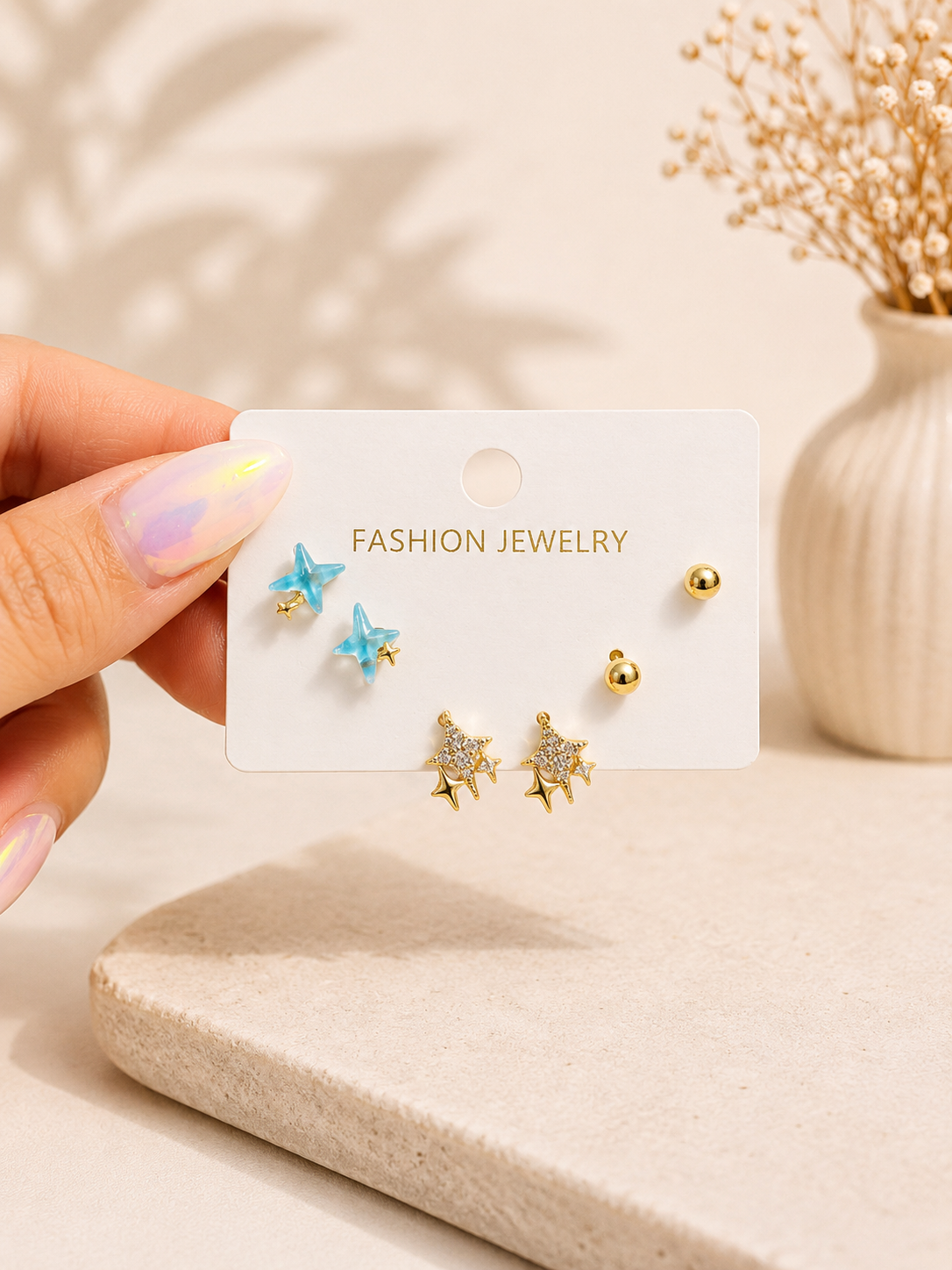 Celestial Dreams Earrings Set – High Quality Gold-Tone & Crystal Studs