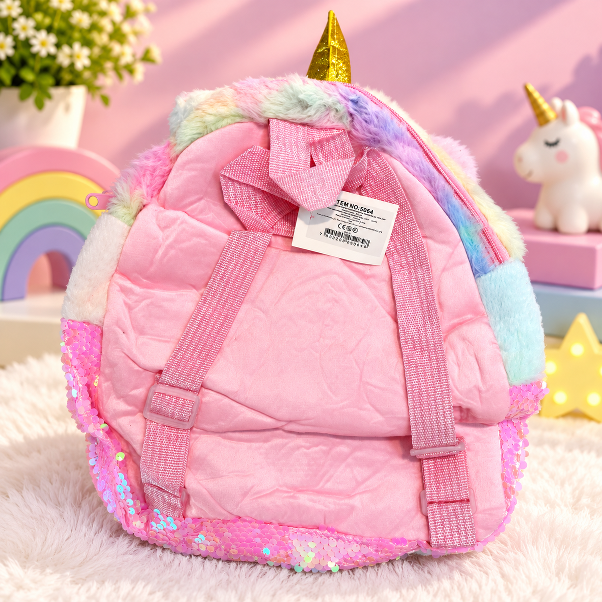 Girls’ Pastel Unicorn Cat Sequin Backpack