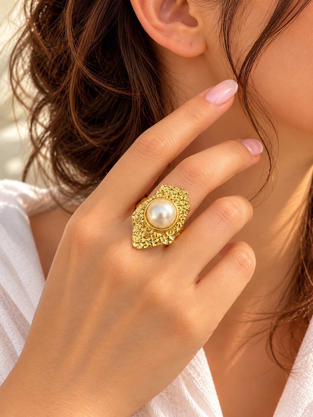 Gold Stainless Steel Statement Ring
