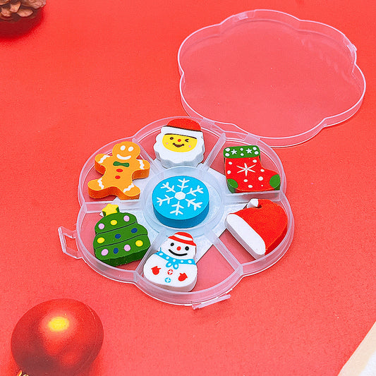 🎄 Christmas Mini Erasers Set – 7 Festive Designs