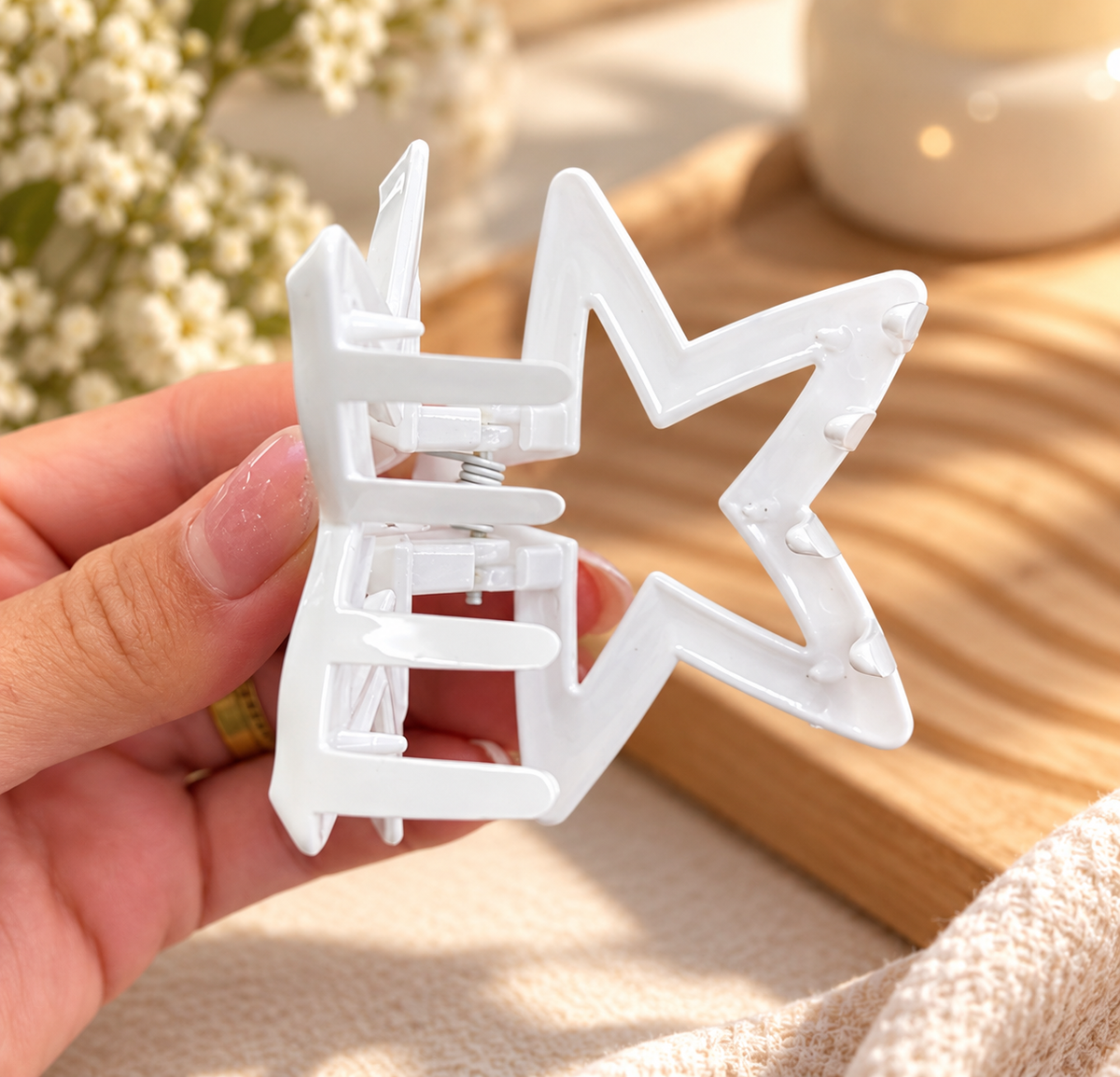 White Star Hair Claw Clip