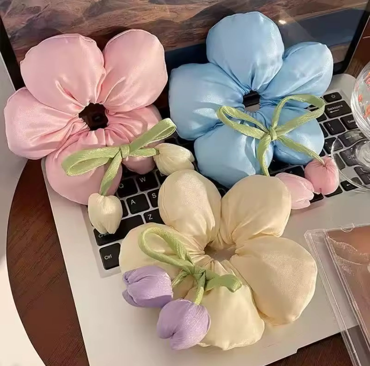Cute Sponge Tulip Flower Scrunchie For Girls Sweet Hair Band Rubber Band Hair Tie Lovely Hair Accessories