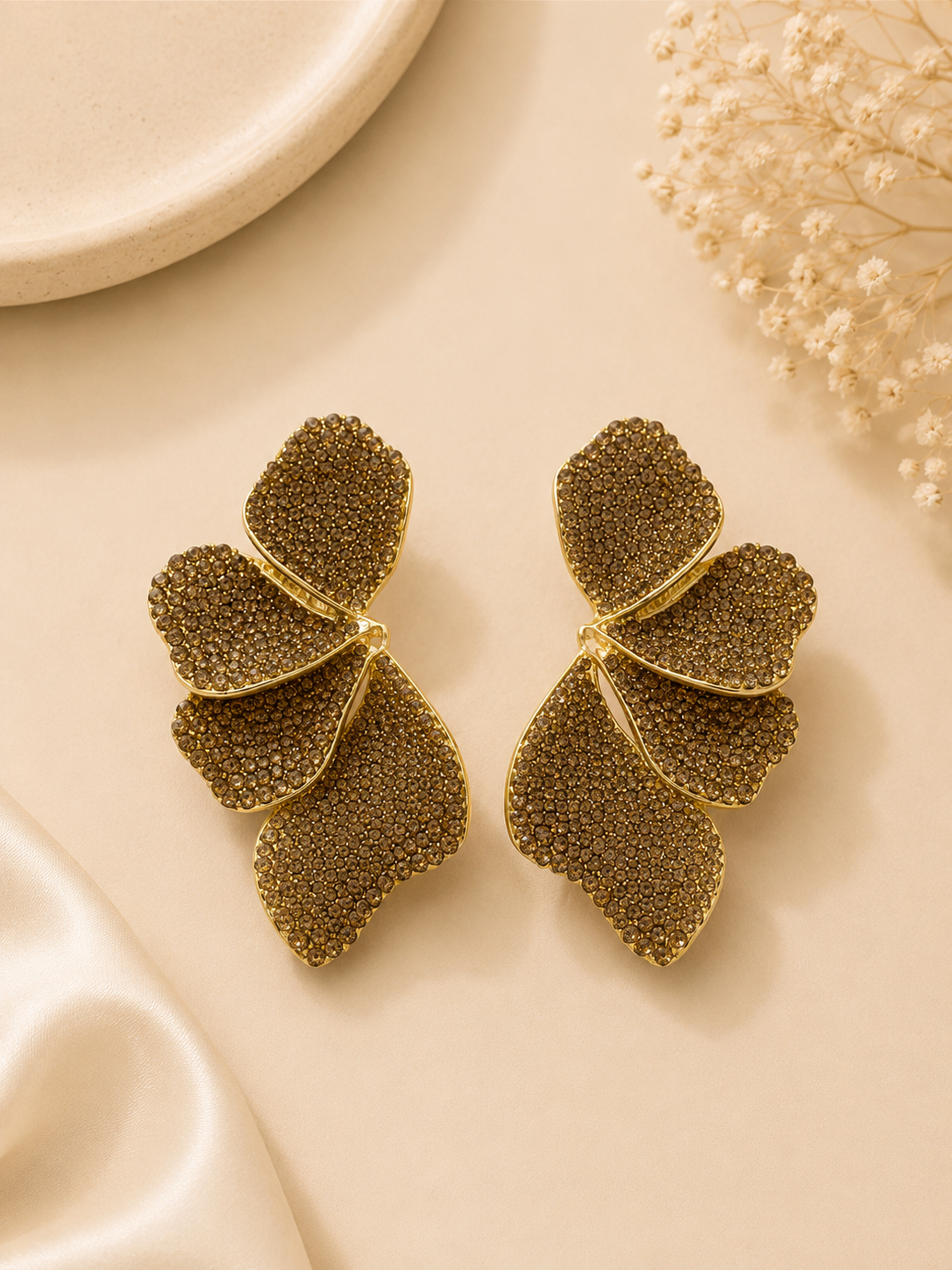 Midnight Bloom Crystal Statement Earrings