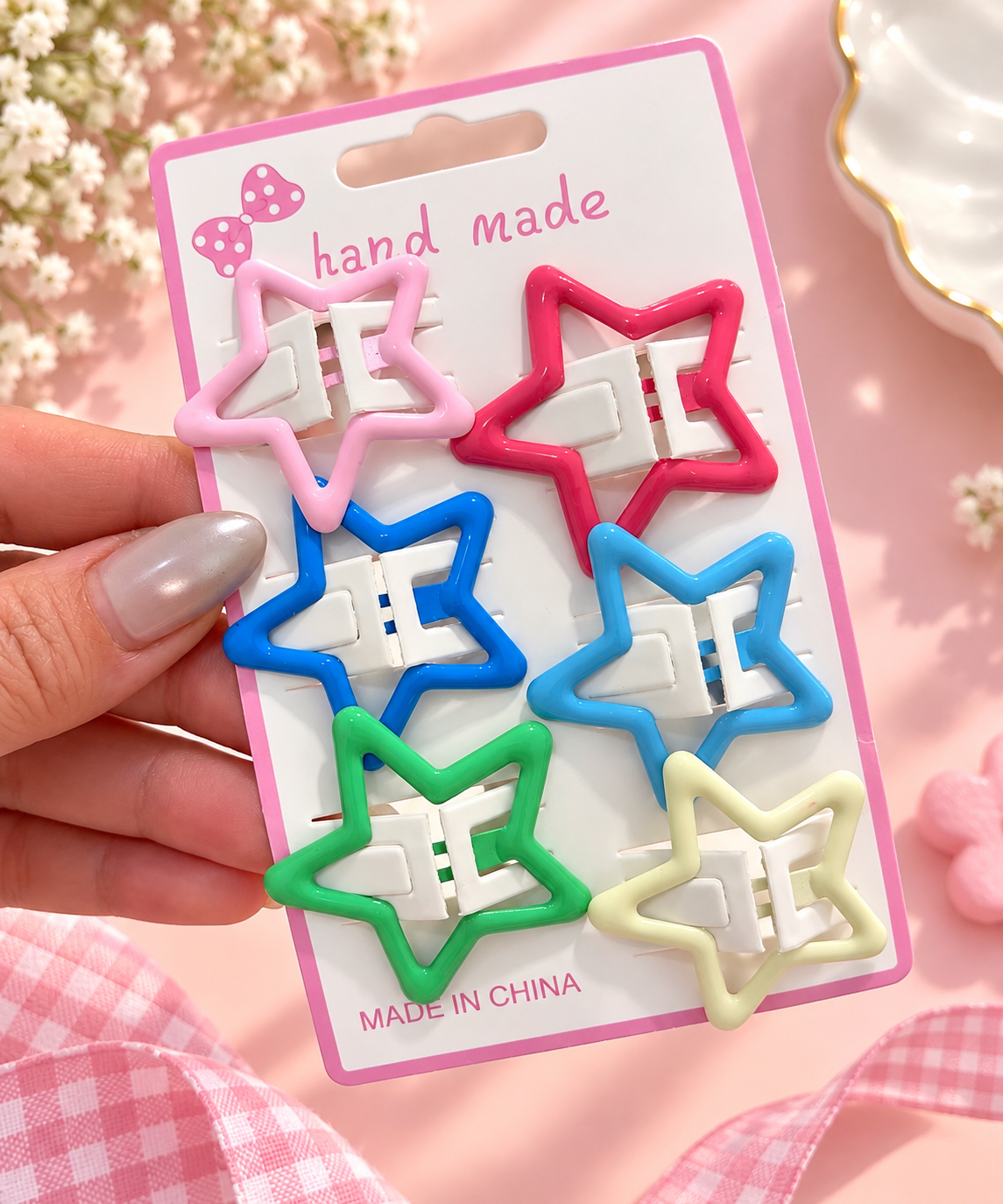 Colorful Star Hair Clips for Girls – Set of 6